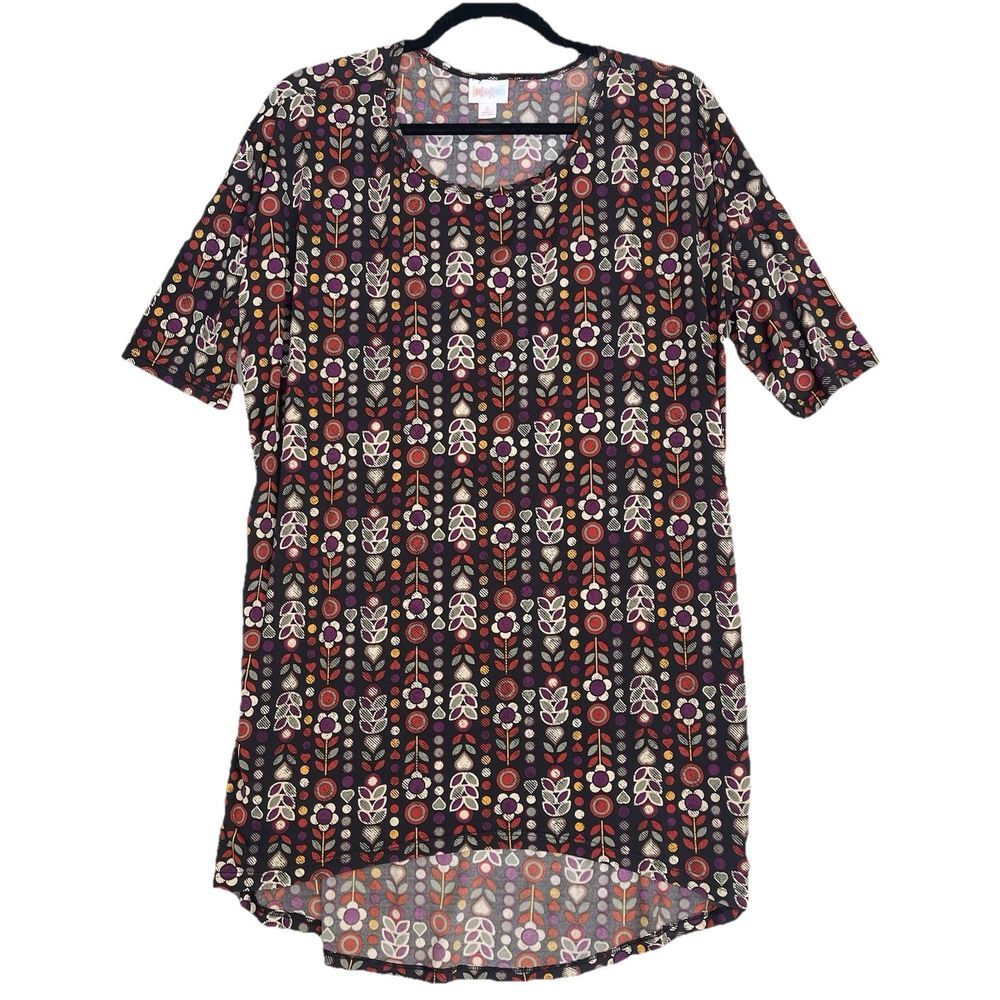LuLaRoe Shirt Tunic Womens Size Small Irma Multicolor Floral‎ Oversized Stretch